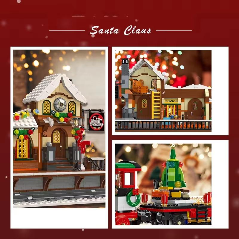High-Quality 1362Pcs High-Quality Christmas High-Quality Train High-Quality Platform High-Quality Building High-Quality Blocks Collection Kit