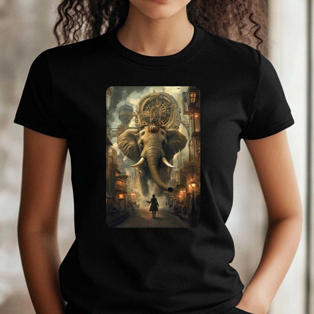 T-Shirt Women Steampunk Elephant Motif Cotton Size XS To 3XLWill Be Opened In a New Window or Tab