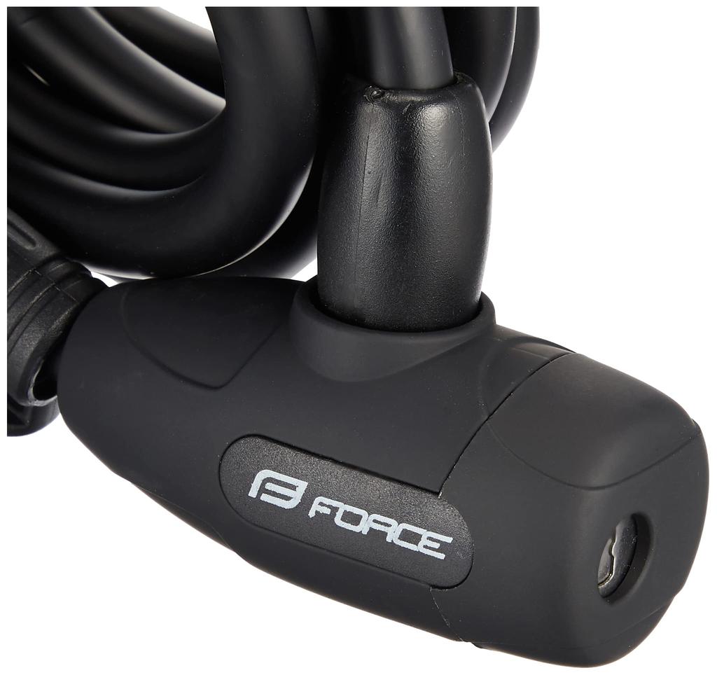 FORCE Bicycle Coil Wire Lock with 10mm Wire Diameter X 180cm 80015 Bracket, Black, Length,