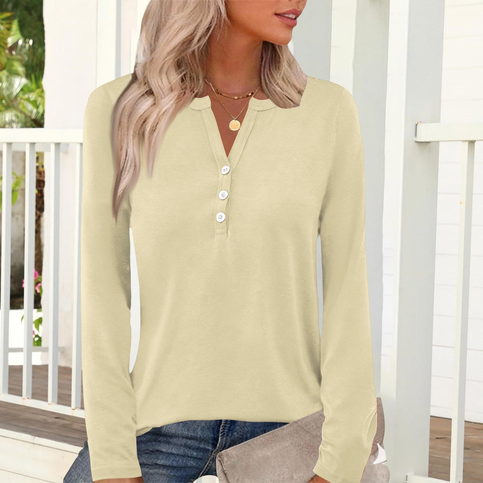 Women s Casual And Fashionable T-shirt, Color, Round Neck, Long Sleeves. L