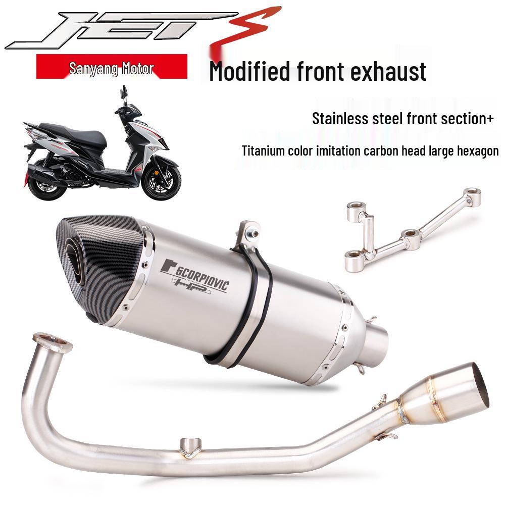 SYM JETS 125 Stainless Steel R77 Exhaust Pipe: Non-destructive Direct Fit Modification