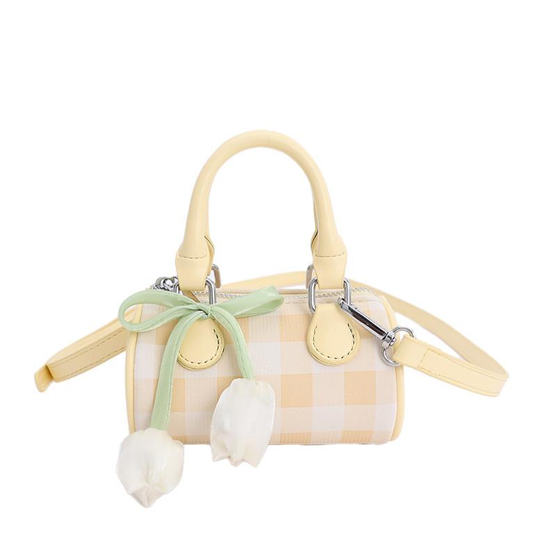 Womens Pu Pillow Bag With Contrast Check Pattern For Casual Daily Use
