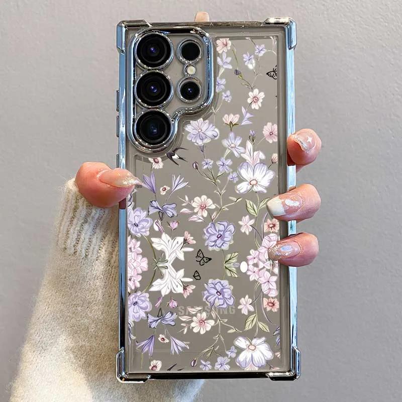Phone Case For Honor 600 Lite 400 Pro X8D X6D X9B X7A X6A X8B X8 Magic 7 Lite Vintage Soft Violet Flowers Cover Air Bag