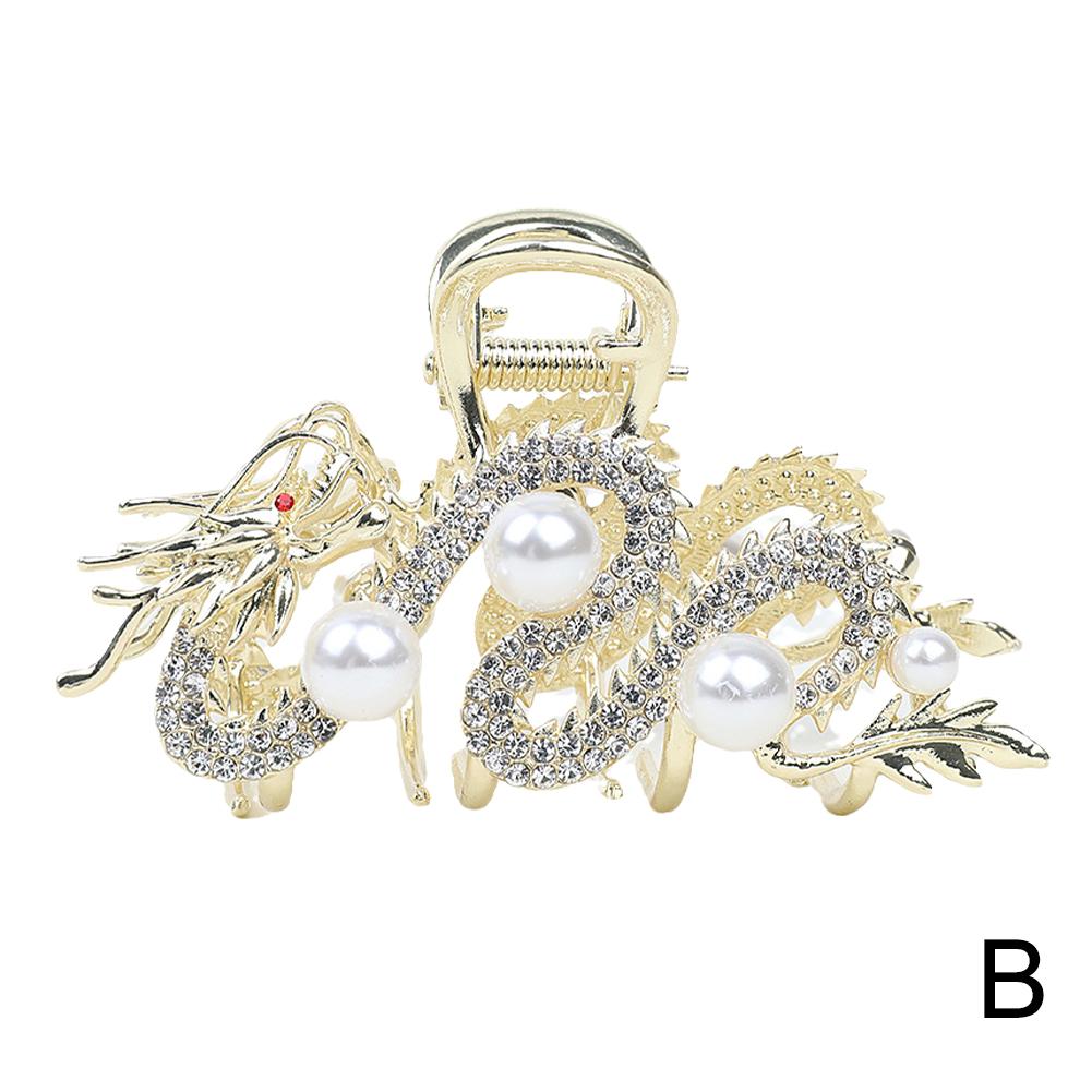 

Синяя заколка для волос «Дракон» с жемчугом, женский простой зажим-краб для волос, заколка-акула, модный темперамент, простые аксессуары для волос