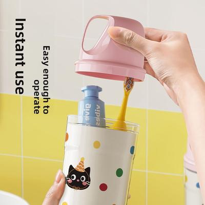 Dopamine Three-in-one Portable Wash Cup Storage Cup Family Travel Essential Mouthwash Cup Cartoon Polka Dot Wash Cup