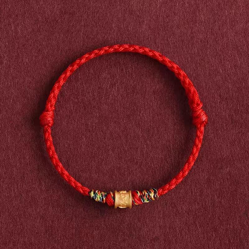 Pure Gold 999 Zodiac Red String Bracelet with Luck Beads for Baby's Full Moon or New Year