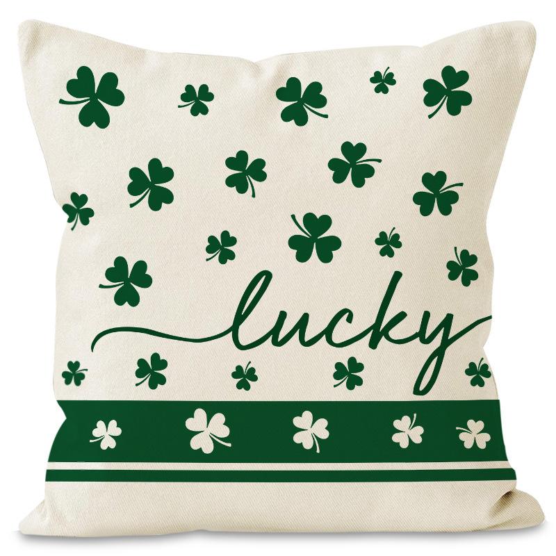 

New Irish Pillowcase Printed Linen Sofa Pillow Home Decor Seat Cushion Festive Waist Pillow 45 * 45Cm (excluding pillow core)