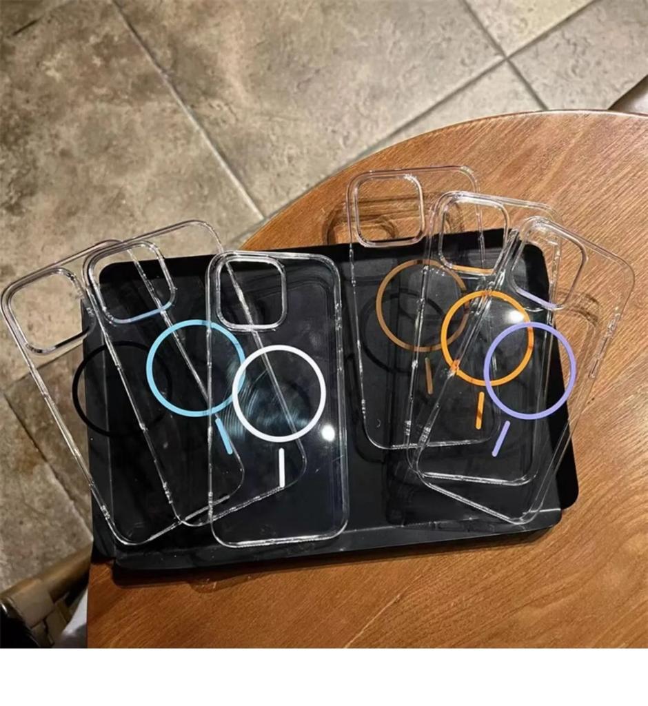 Luxury Transparent Ultra Thin PC For Magsafe Case for iPhone 16 15 14 Plus 13 12 Pro Max Wireless Charge Magneitc Crystal Cover