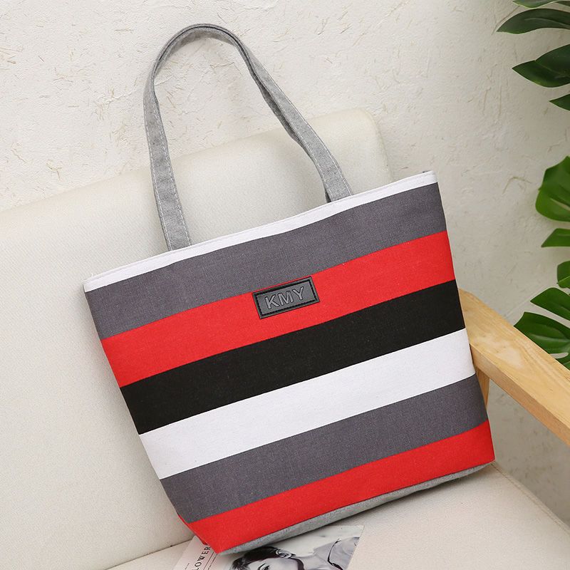 Neue gestreifte Canvas-Tasche leichte Tasche Büroangestellter lässige Schulter tragbar große Kapazität Damen-Tasche