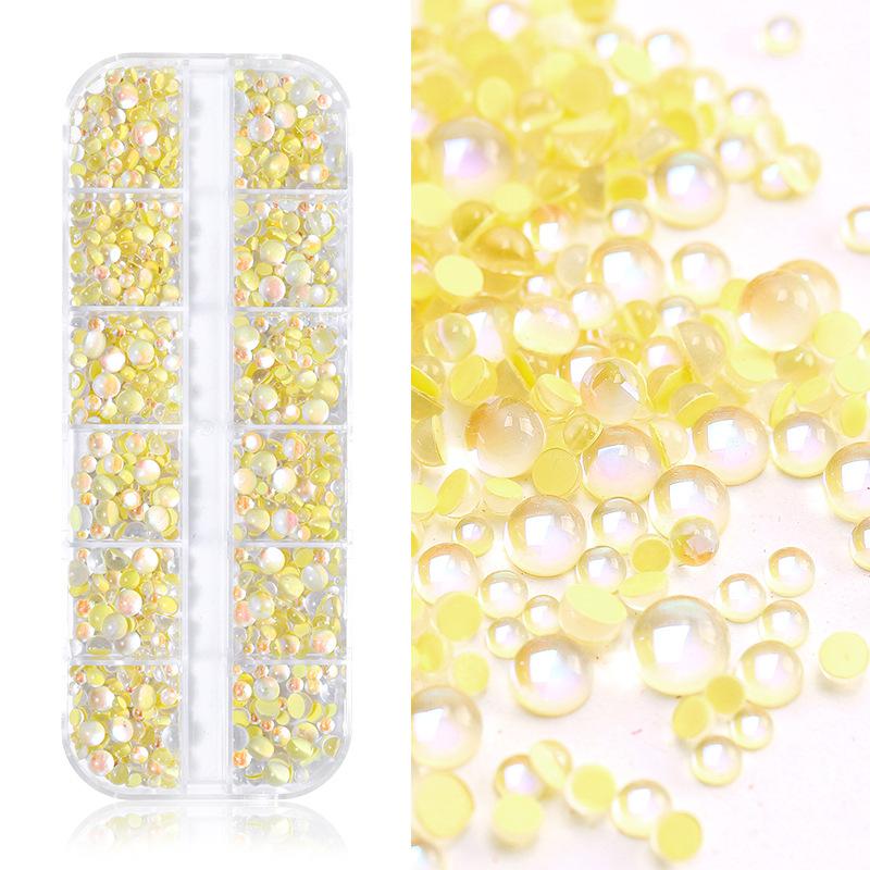 12-Grid Symphony Man Fish Ball Set Flat Bottom Nail Art Diamond Jewelry Mixed Size Nail Art Ornament Mixed