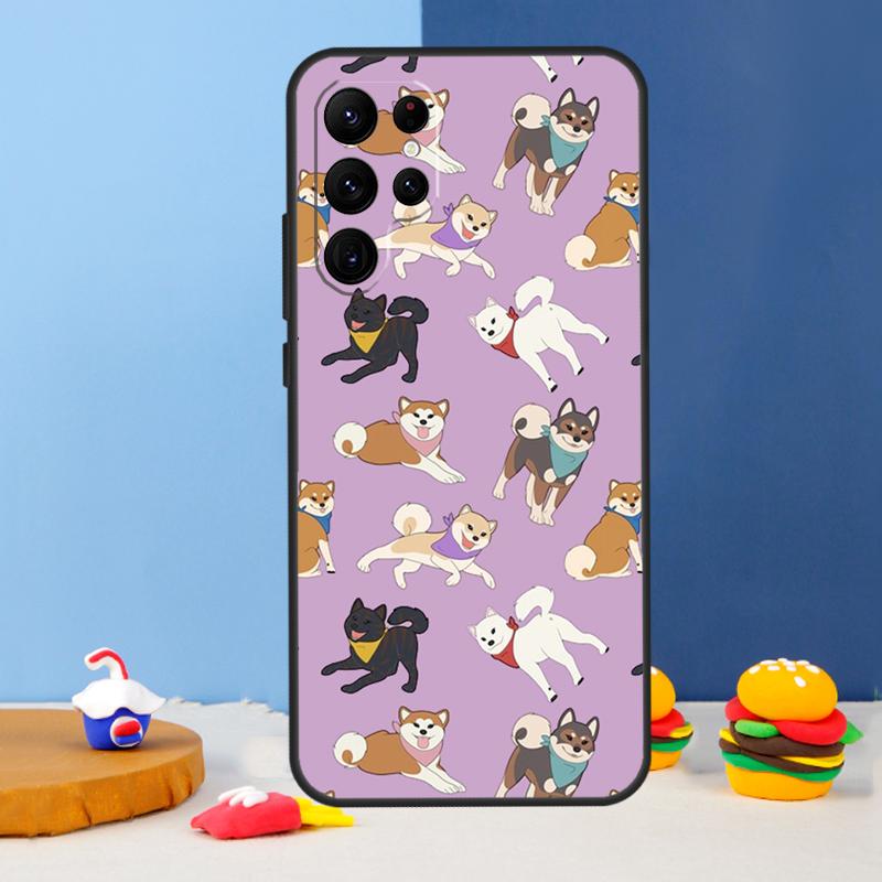 Animal Cartoon Akita Dog Phone Case For Samsung Galaxy S25 Ultra S9 S10 S20 S21 S22 Plus S23 FE S24 Ultra Cover Coque