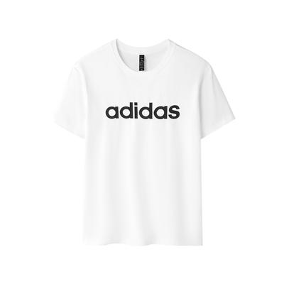 adidas Round Neck Casual Short Sleeve T-Shirt Unisex Tops White JF3219