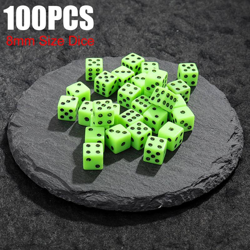 100PCS/Pack 8mm Size Acrylic Dice 5 Colors Available Standard Six Sided Colorful Dots Suitable for Bar KTV Party Game Supply ZYF
