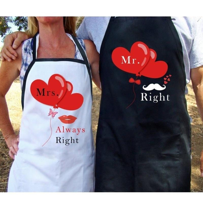 DIY Party Decorations Mr Mrs Couple Kitchen Apron Funny Pinafore Cooking Baking Party Cleaning Aprons Supplies.
