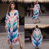 European-American Cotton Print Loose Plus Size Long Dress Beach Cover-Up Robe Style