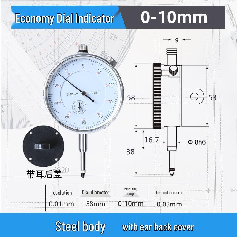 

Syntek Shockproof Mechanical Dial Indicator, 0-10mm Range, 0.001mm Accuracy, Magnetic.