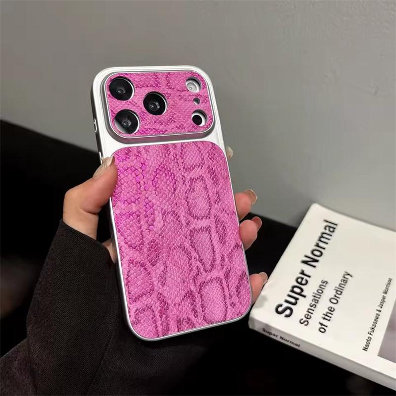 Premium Business Leather Texture Pattern Phone Case For iPhone 17 Air 16 15 14 13 Pro Max Plating Glossy Shockproof Back Cover