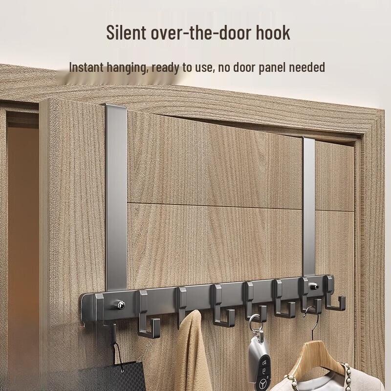 Space Aluminum Over-the-Door Coat Rack with Hooks 2-Pack