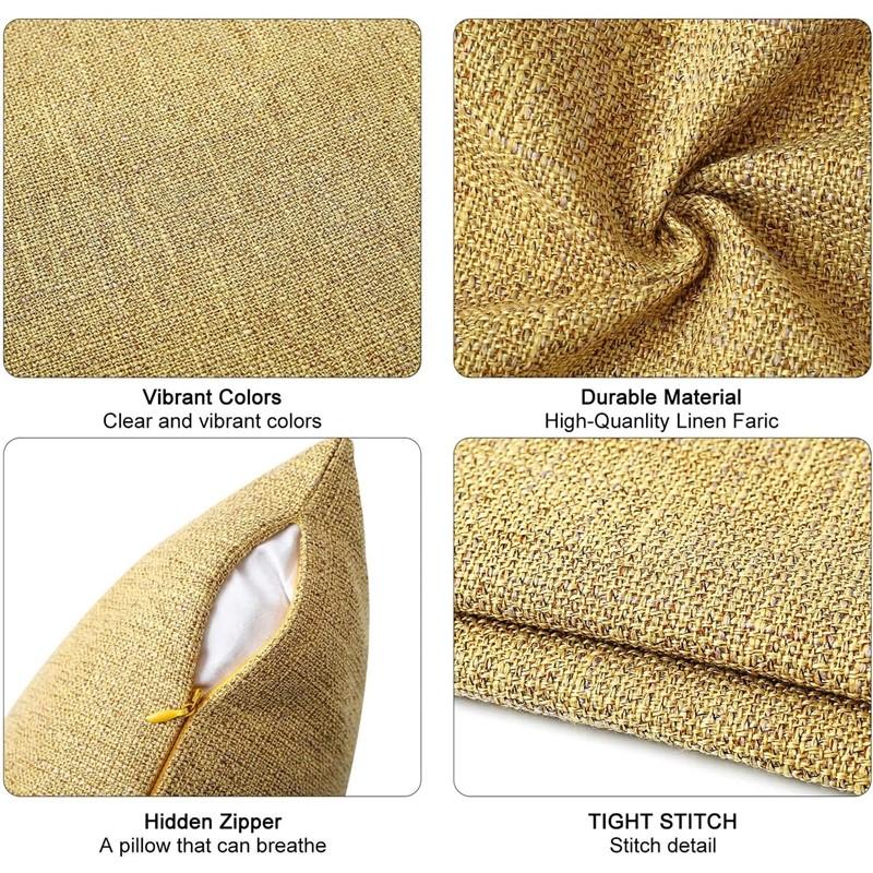 45x45cm Textured Throw Decorative Pillow Covers Square Accent Solid Cushion Cover Cozy Farmhouse Linen Pillow Case with Zipper