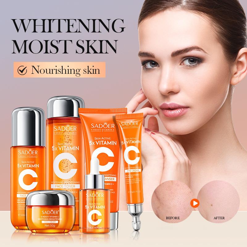 Five-fold Vitamin C Skin Care Anti-aging Anti-Wrinkle Luxury Set Whitening and Brightening Skin Care Six-piece Gift Box Facial Treatment