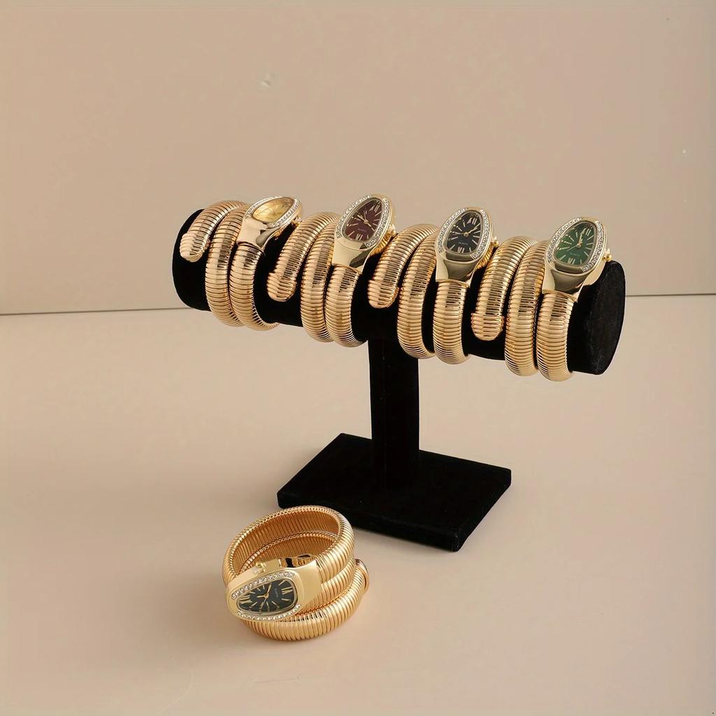 Elegant Women's Snake Shaped Watch, Alloy Band, Multiple Dial Colors, Casual Daily Wear, Stylish Ladies' Accessory
