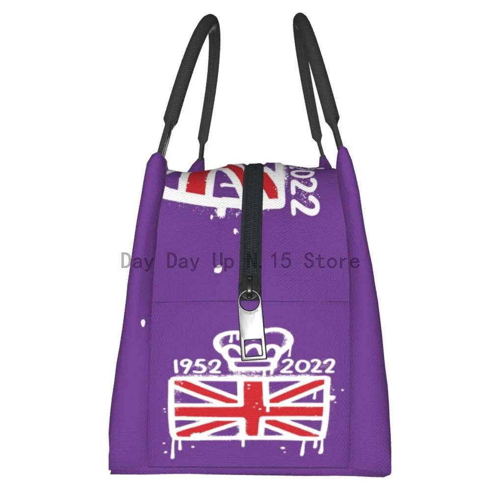 Queen Elizabeth II Flag Insulated Lunch Bag Amulet Cooler Thermal Lunch Tote Office Picnic Travel