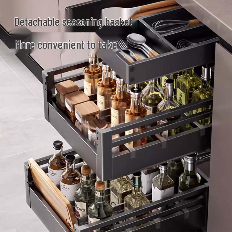 Gunmetal Grey Carbon Steel Kitchen Pull-Out Basket