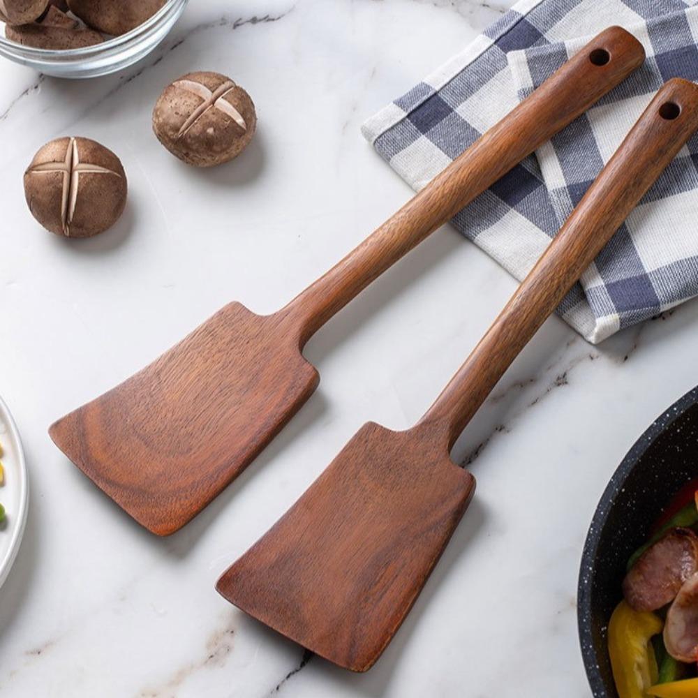Solid Wood Cooking Spatula Non Stick Pan Stir Fry Spatula Long-handled Shovels  Fried Egg