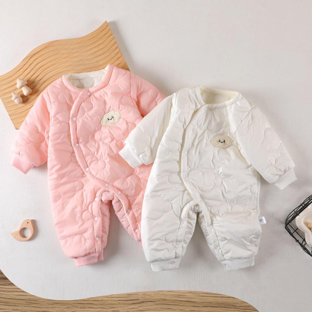 Warm Baby Cotton Padded Winter Romper - Infant Girl Outdoor Crawling Onesie