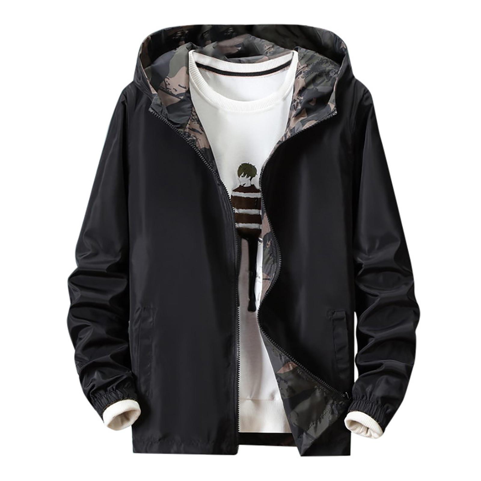 

Mens Casual Camouflage Printing Plus Size Hoodie Two-sided Wear Thin Coat XXXXXXL зелений