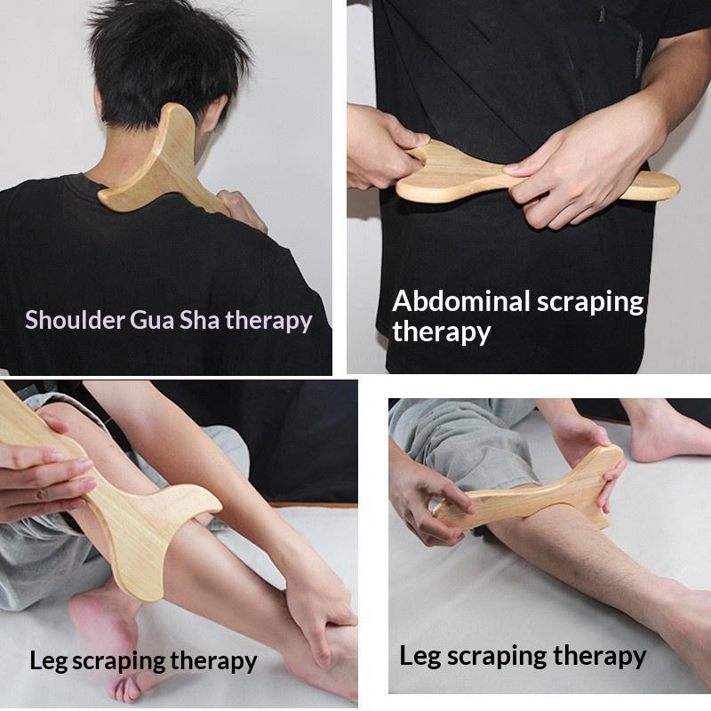 Wood Craft Massage Tools 3 Piece Wooden Gua Sha for Lymphatic Drainage Effective Deep Tissue Body Massage