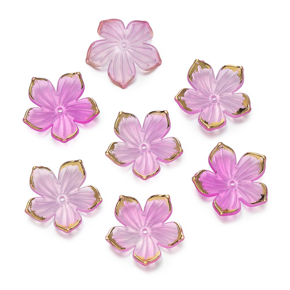 50pcs/Lot 23x24mm Acrylic Flower Beads Petals Charm Connectors DIY Earrings Hair Jewelry Making Acessories Supplies