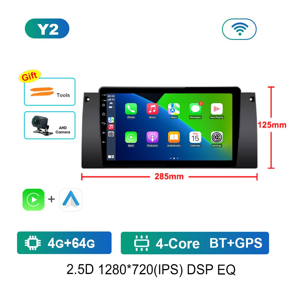 9 Inch Android OS Carplay Car Radio Multimedia Player for BMW E53 X5 2000 - 2007 GPS Navi WiFi IPS Touch Screen DSP Stereo 4G BT