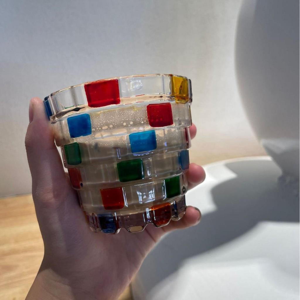 Regenbogen-Schimmer Handbemalte Glas Tasse - Bling Design für den Sommer