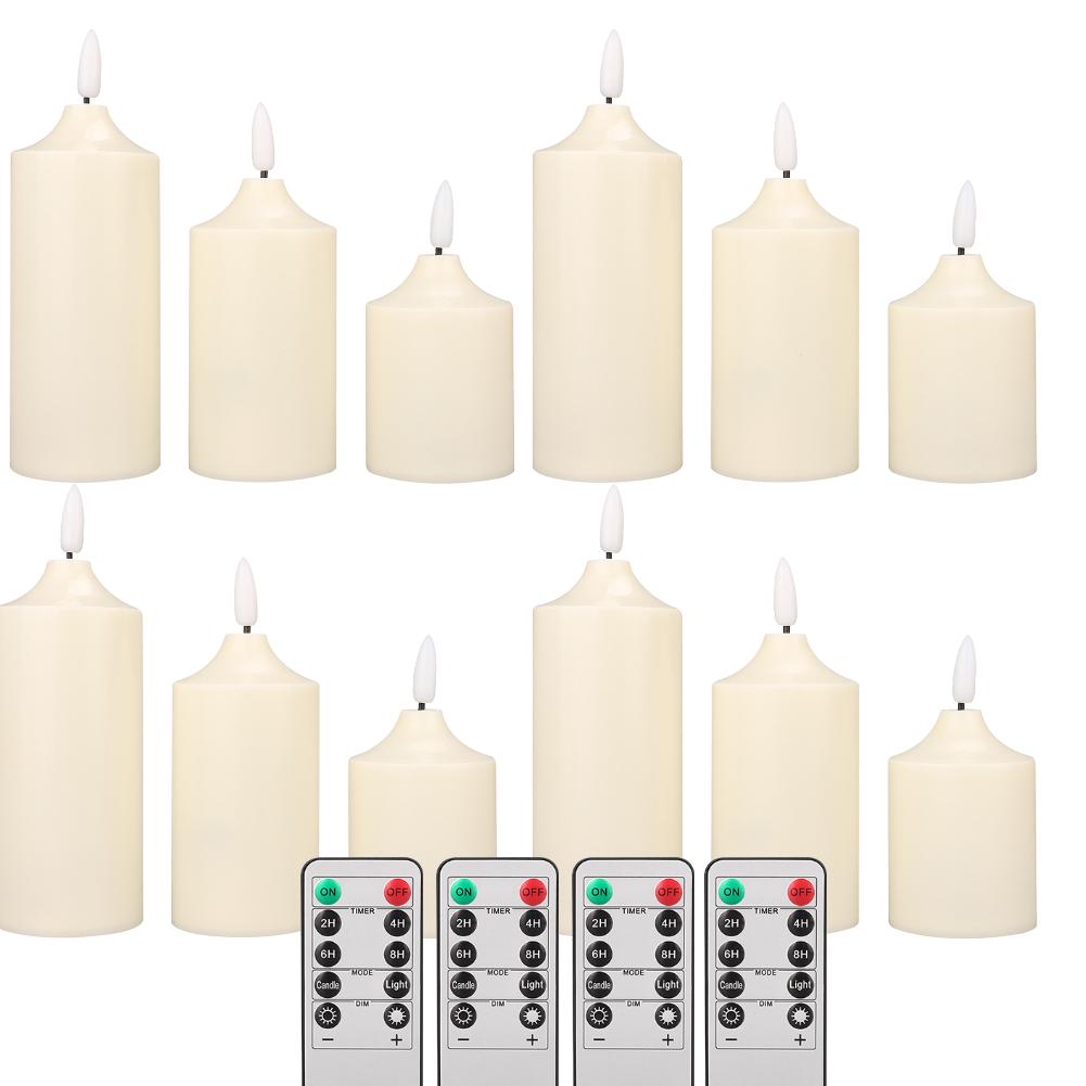 3PCS-12PCS Flameless LED Candles Flickering Light Battery Operated With Timer Remote for Christmas Wedding Decor Birthday Party
