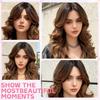 Gradient Brown Fashion Bangs Natural Curly Medium-Length Wig