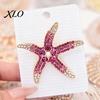 Alloy Decorative Pins Vintage Rhinestone Starfish Brooch, Ocean Metal Lapel Pin, Bag Decoration Pin Sea Animal Jewelry for Suit Dress Coat Scarf