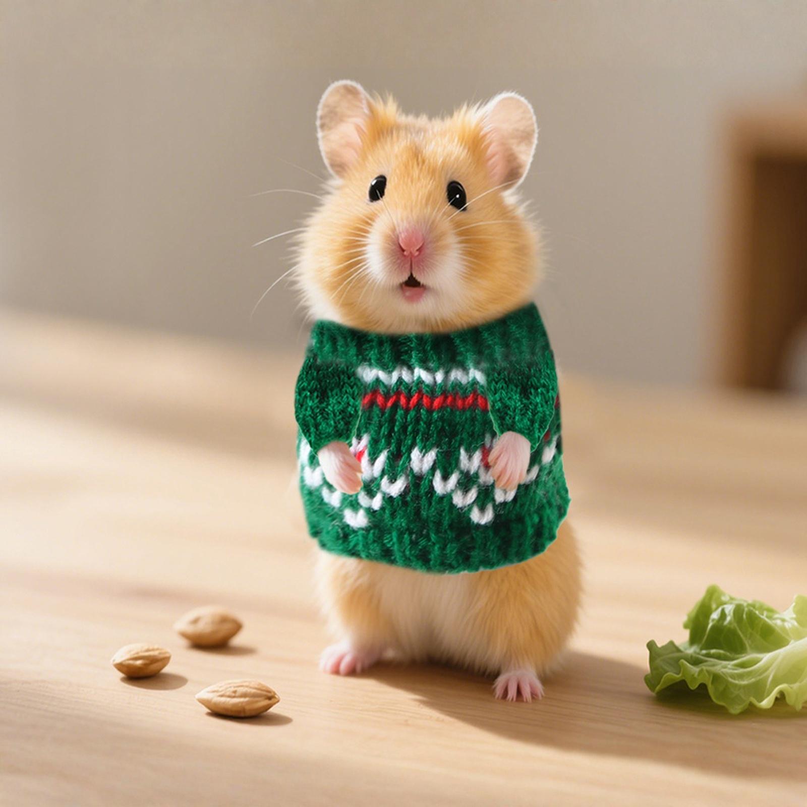 

Рождественский вязаный свитер для хомяка, сирийского хомяка, крысы, маленького питомца, фото-костюм one size