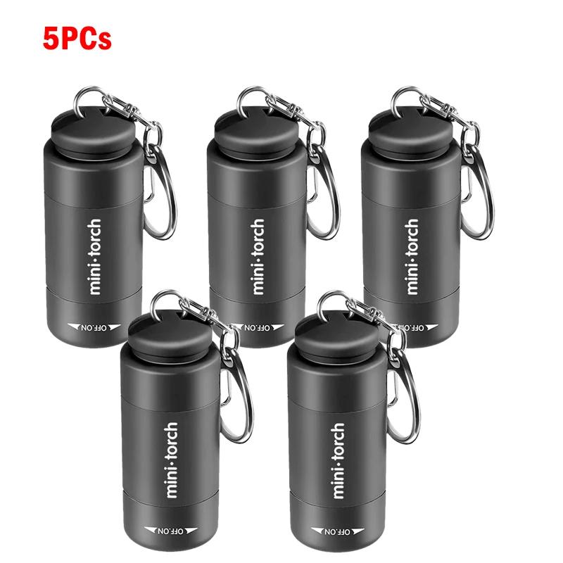 USB Rechargeable LED Multifunctional Strong Light Pocket Keychain Flashlight Waterproof Outdoor Hiking Camping Mini Flashlight