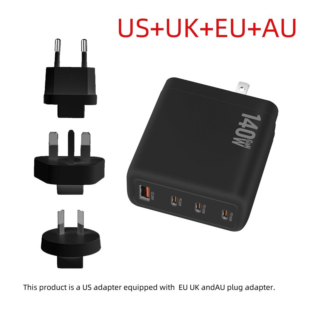 New 140W Multi-Port GaN Charger PD3.1 3C1A Super Fast Charging Head Compact Portable for Mobile Phones
