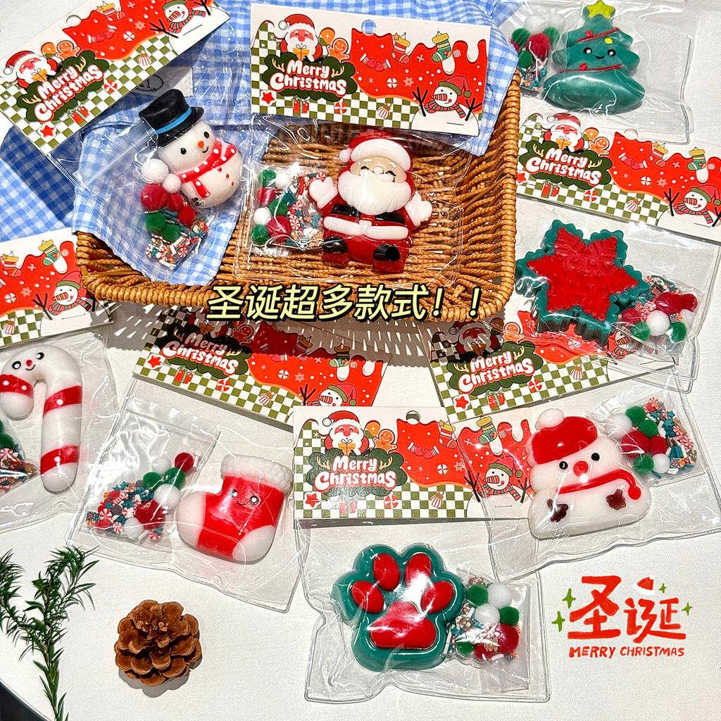 Lovely Christmas Taba Squishy Toys Santa Claus Snow Man Fidgets Toys Squeeze Stresses Relief Paw Squishies Party Favors