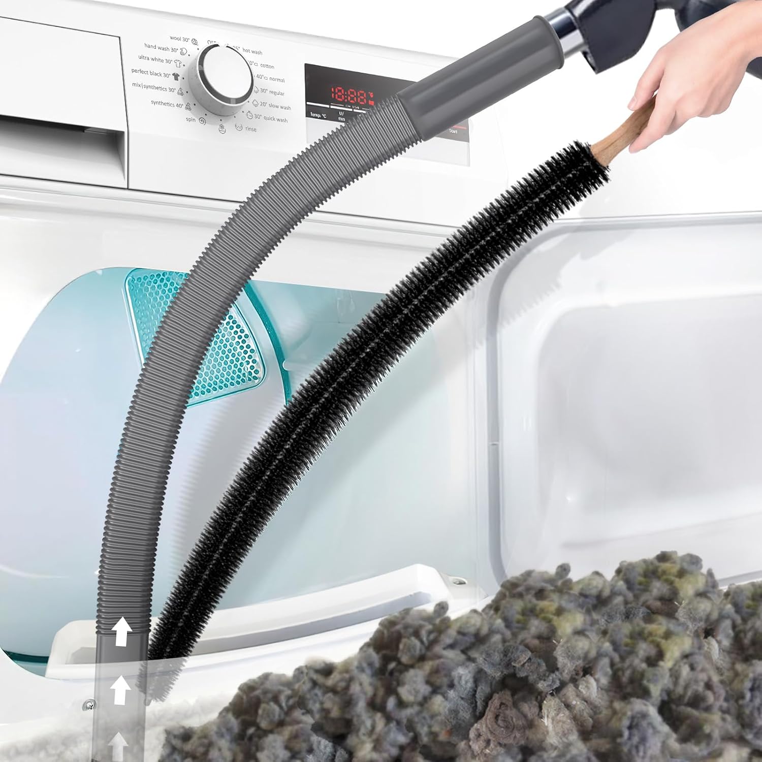 

Комплект из 2 предметов для чистки вентиляционного отверстия сушилки, совместимый со всеми пылесосами, щетка для ворса сушилки и насадка для вакуумного шланга с универсальным соединителем с возможностью растяжения