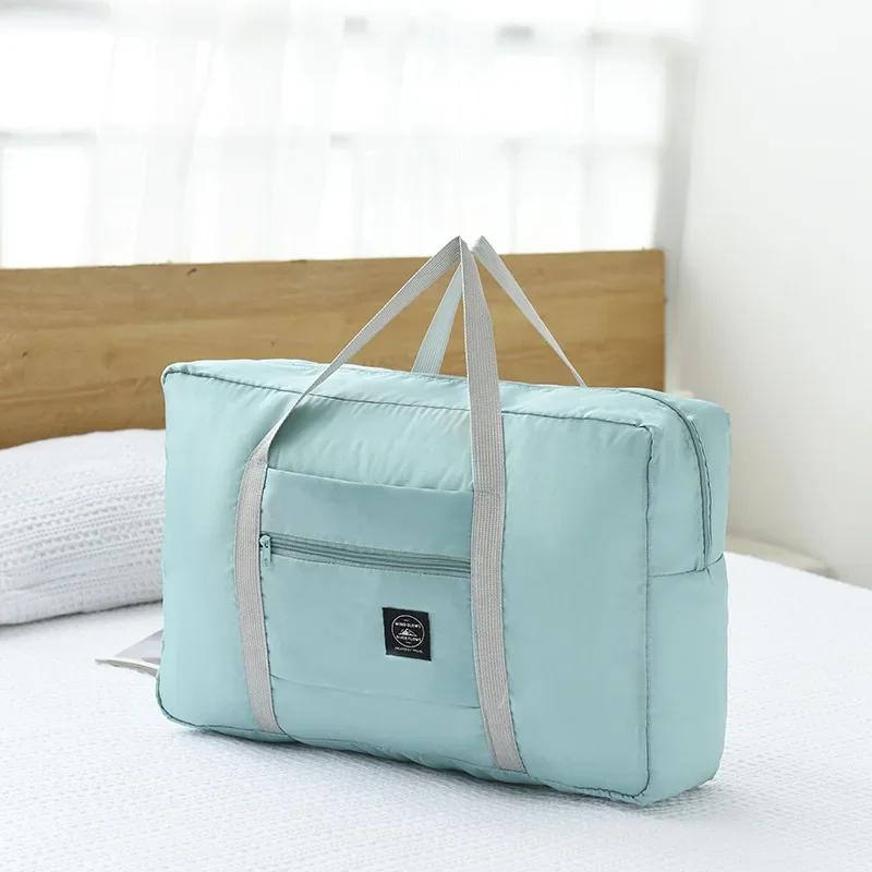 1pc-Solid Color Waterproof Folding Travel Bag Lightweight and Large Capacity Luggage Storage Bag