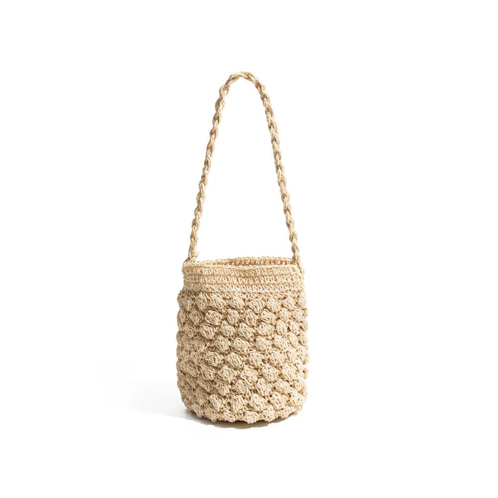 

Straw Handmade Woven Bag for Women - Handmade Grass Woven Mini Bag, Bucket Shape Drawstring Handbags 22x15cm