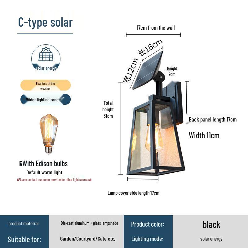 European Style Waterproof Solar Wall Lamp: Super Bright Antique Design for Outdoor Courtyards, Corridors, and Villa Hallways