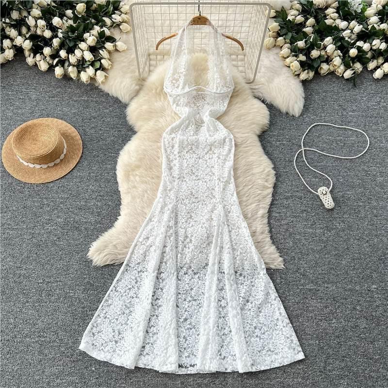 

Greek Goddess Vacation Dreamy High-end Lace Fishtail Long Dress Swimsuit Bikini Beach Island S