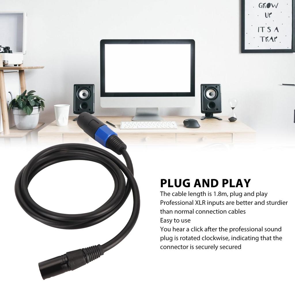 ViaGasaFamido Speaker Conversion Cable Female XLR 3 Pin to Male Microphone and Stage Speaker Extension Cable High Power Amplification Speakon
