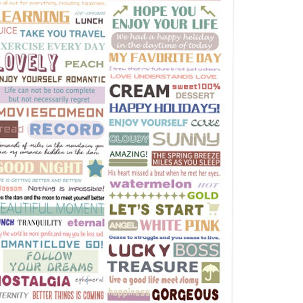 4PCS Preppy Sticker Cute Aesthetic Sticker English Words Pattern Easy Apply Decorative Sticker for Scrapbook Notebook