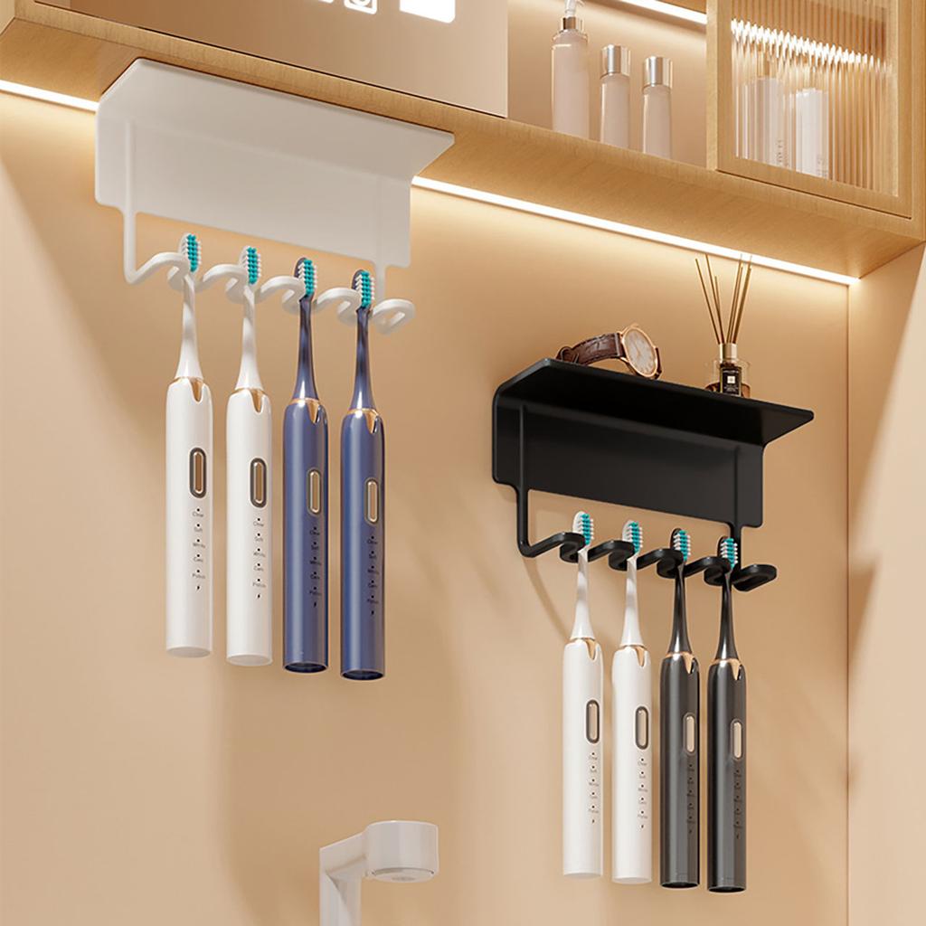 4 Slots Wall Mounted Toothbrush Holder Bathroom Self Adhered Toothbrush Organizer Razor Storage Racks