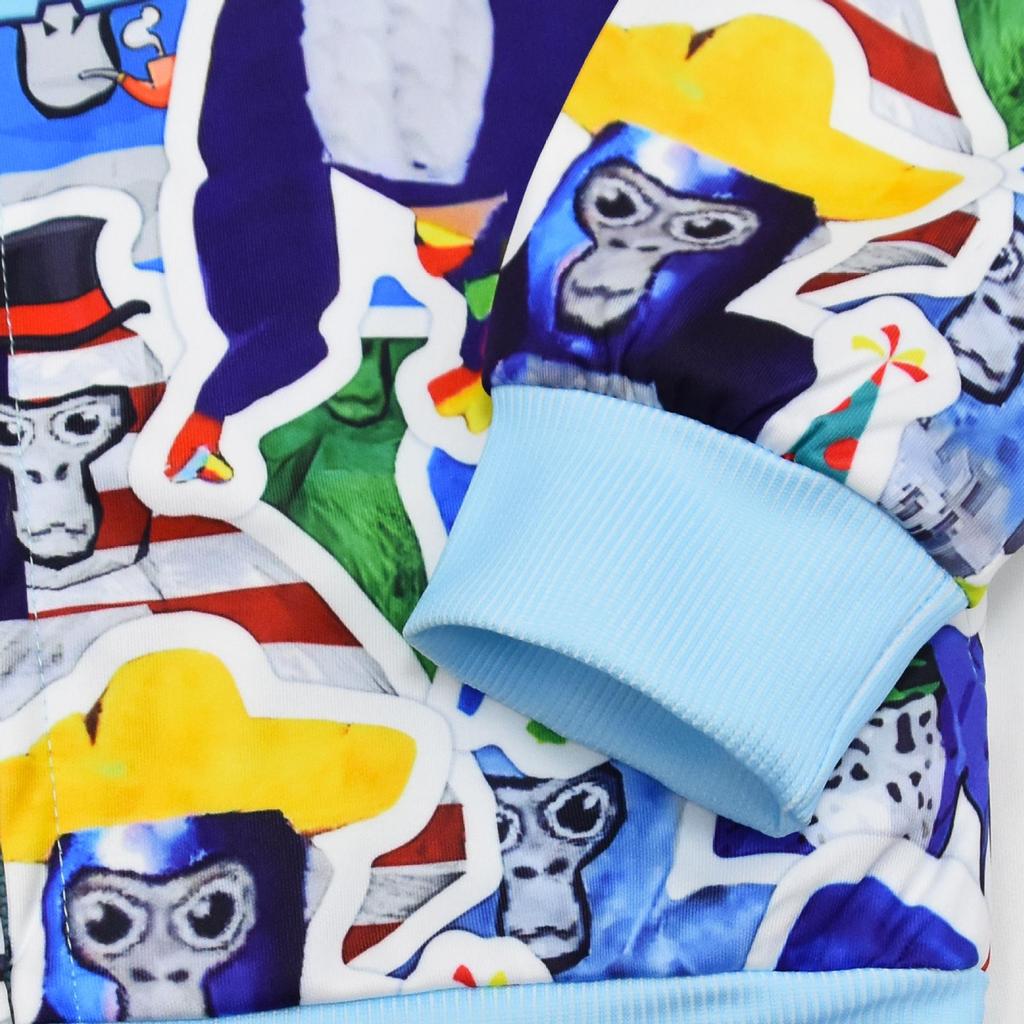 Children's Cartoon Print Zipper Hooded Jacket - Medium/Large Sizes